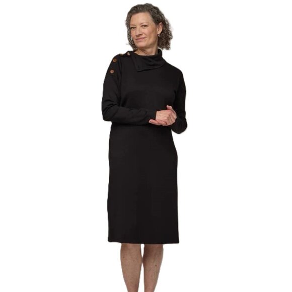 Wool& Rebecca Merino Wool Black Long Sleeve Dress XL - Picture 1 of 3